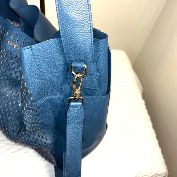 Furla Blue Leather Bucket Handbag - Picture 4 of 6
